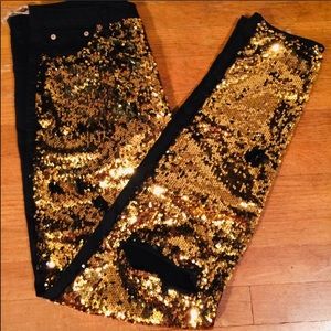 Super cute gold sequin jeans